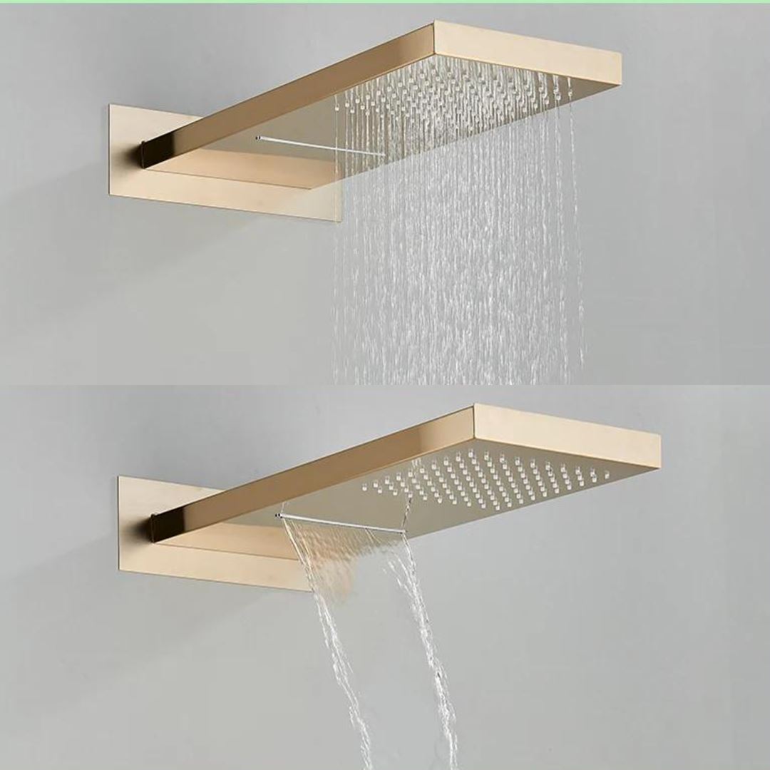 Chuveiro Acqua Soft Inox de Parde Estilo Cascata Com Misturador e Ducha Manual Chuveiro - 0005 YuDome 