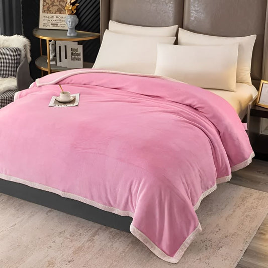 Cobertor Velvet Warmth Cobre Leito Dupla Face Cobertor - 0003 YuDome Rosa Solteiro 150x200cm 