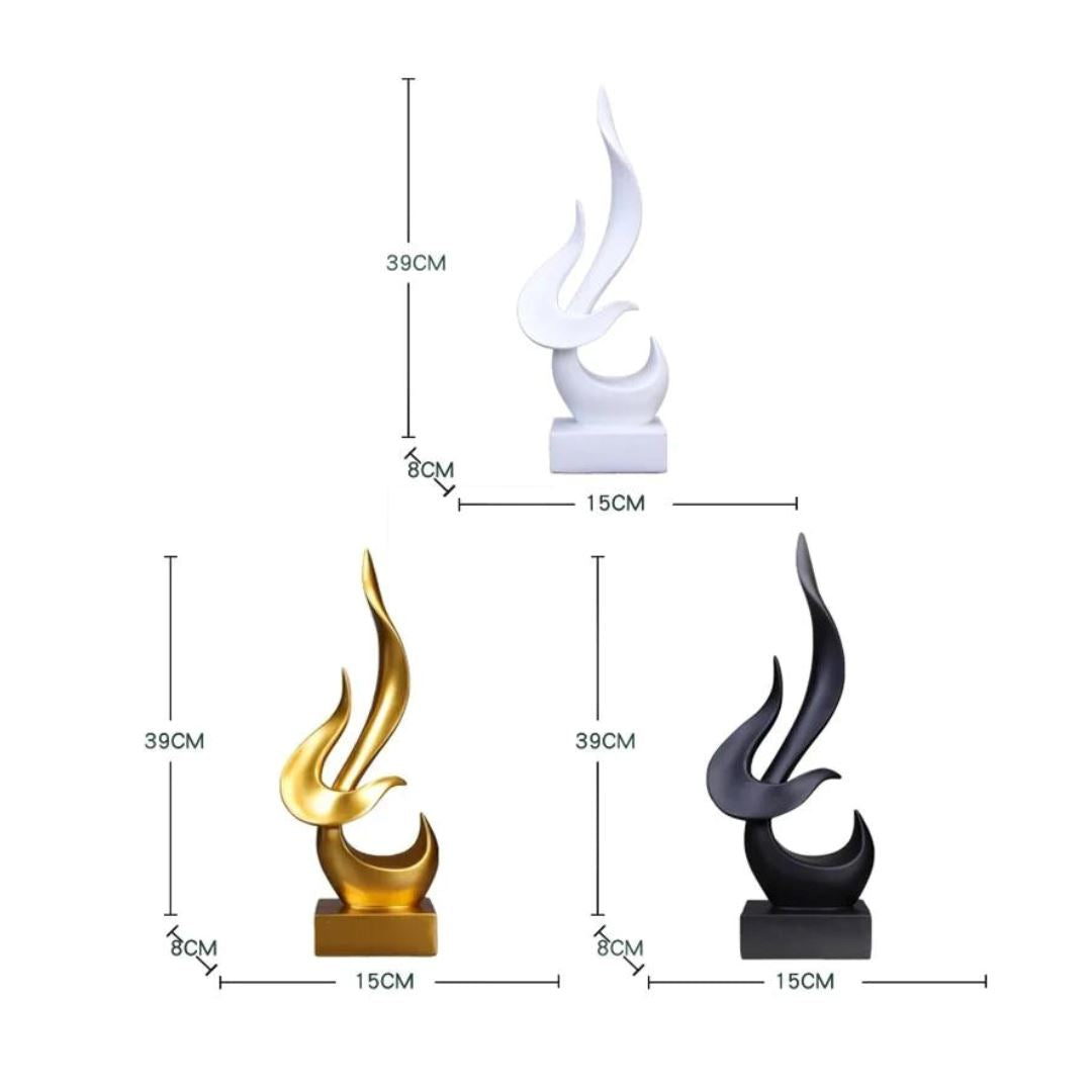 Escultura Abstrata Art Flame Decor Resina - 0007 YuDome 