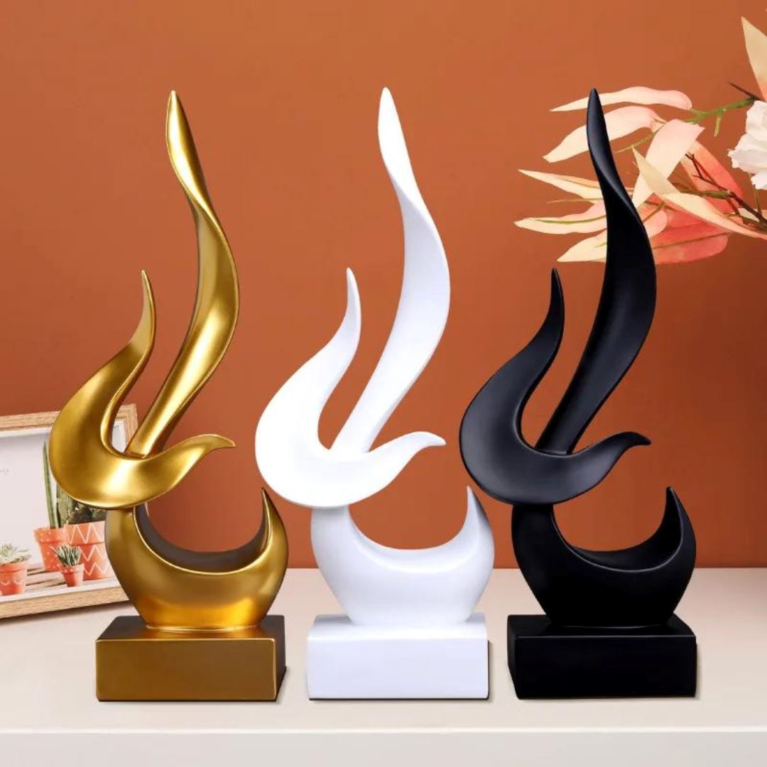 Escultura Abstrata Art Flame Decor Resina - 0007 YuDome 