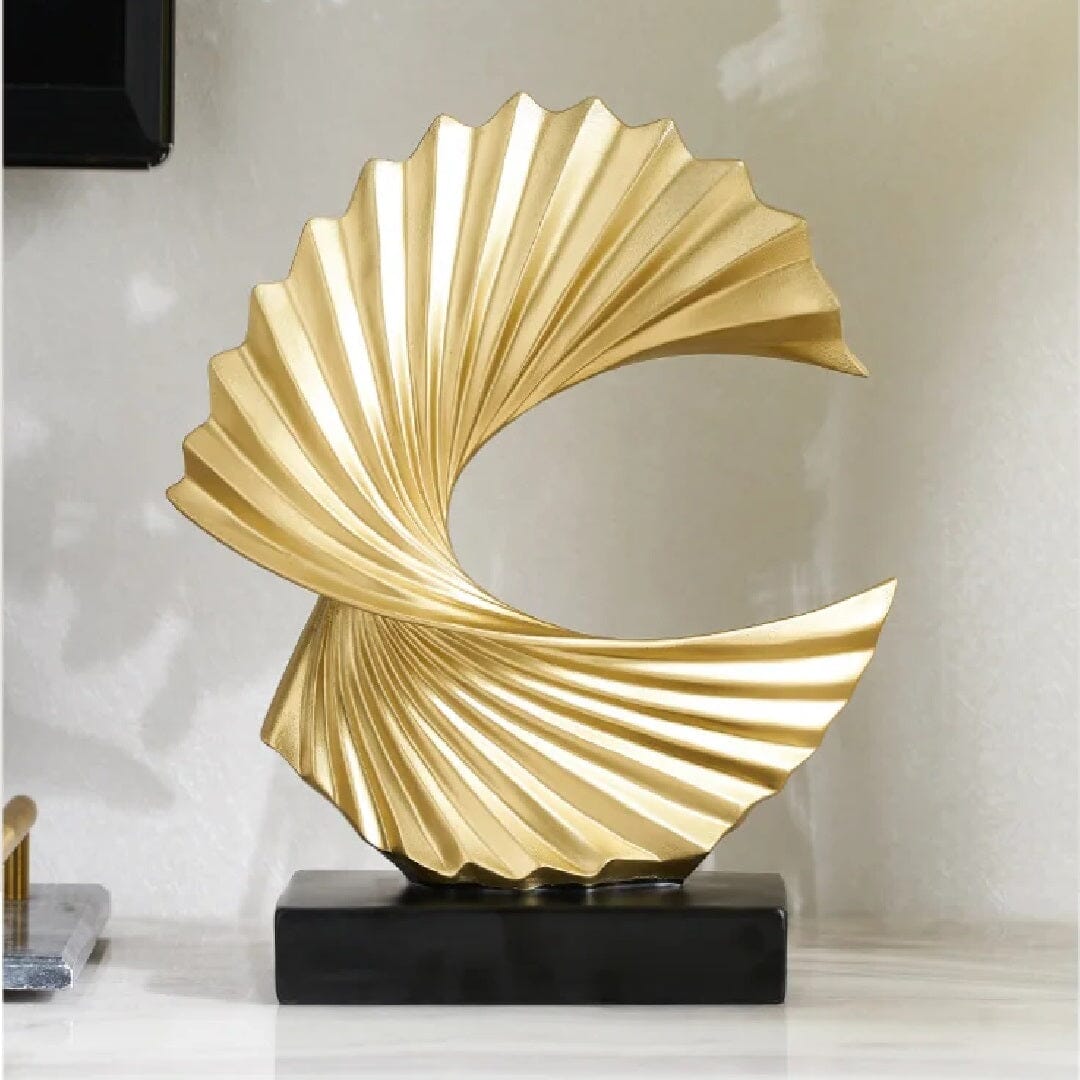 Escultura Abstrata Minimalista Luxus em Resina Resina - 0006 YuDome Dourado 