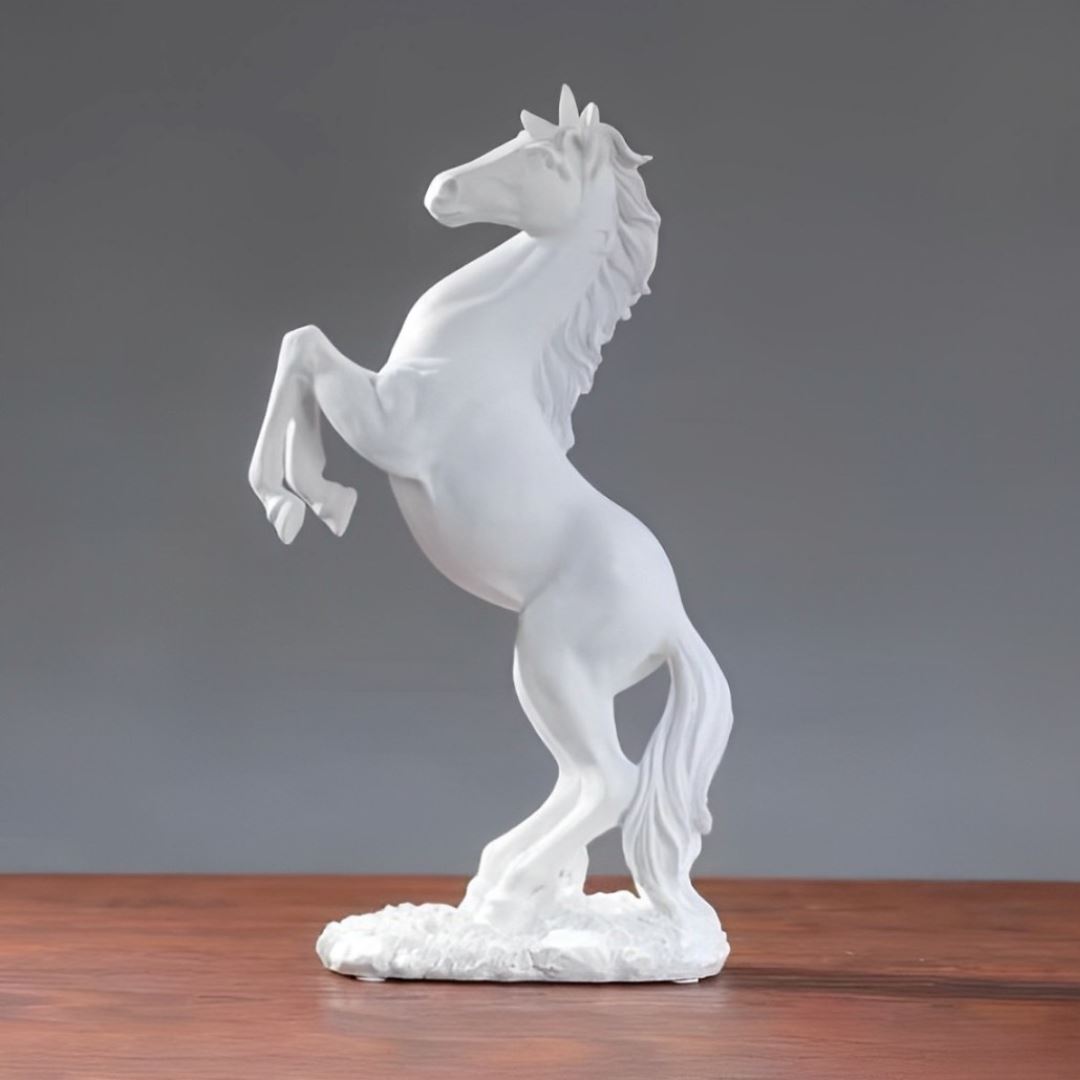 Escultura Cavalo Nórdico Resina - 0016 YuDome Branco 