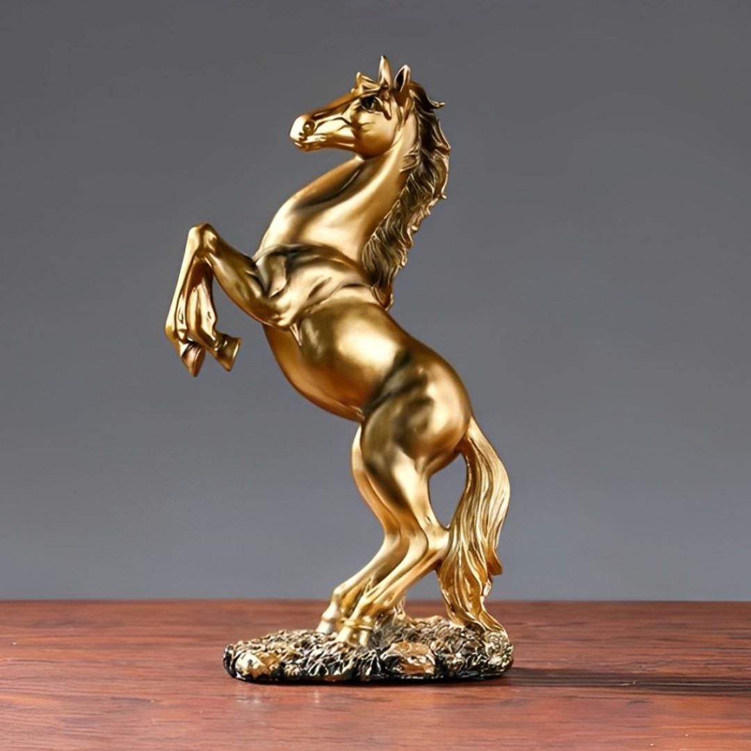 Escultura Cavalo Nórdico Resina - 0016 YuDome Dourado 