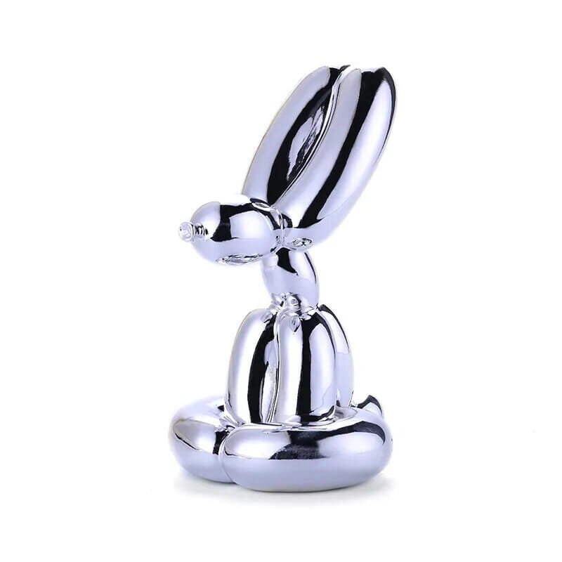 Escultura Doggy Balloon Sitdown Resina - 0014 YuDome Prata 