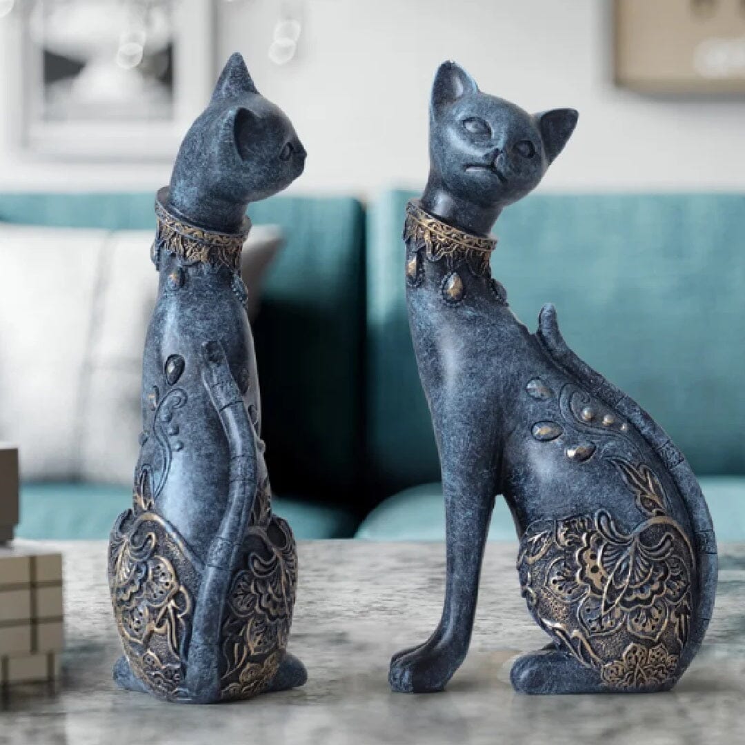 Escultura Felinos Egípcios em Resina YuDome 