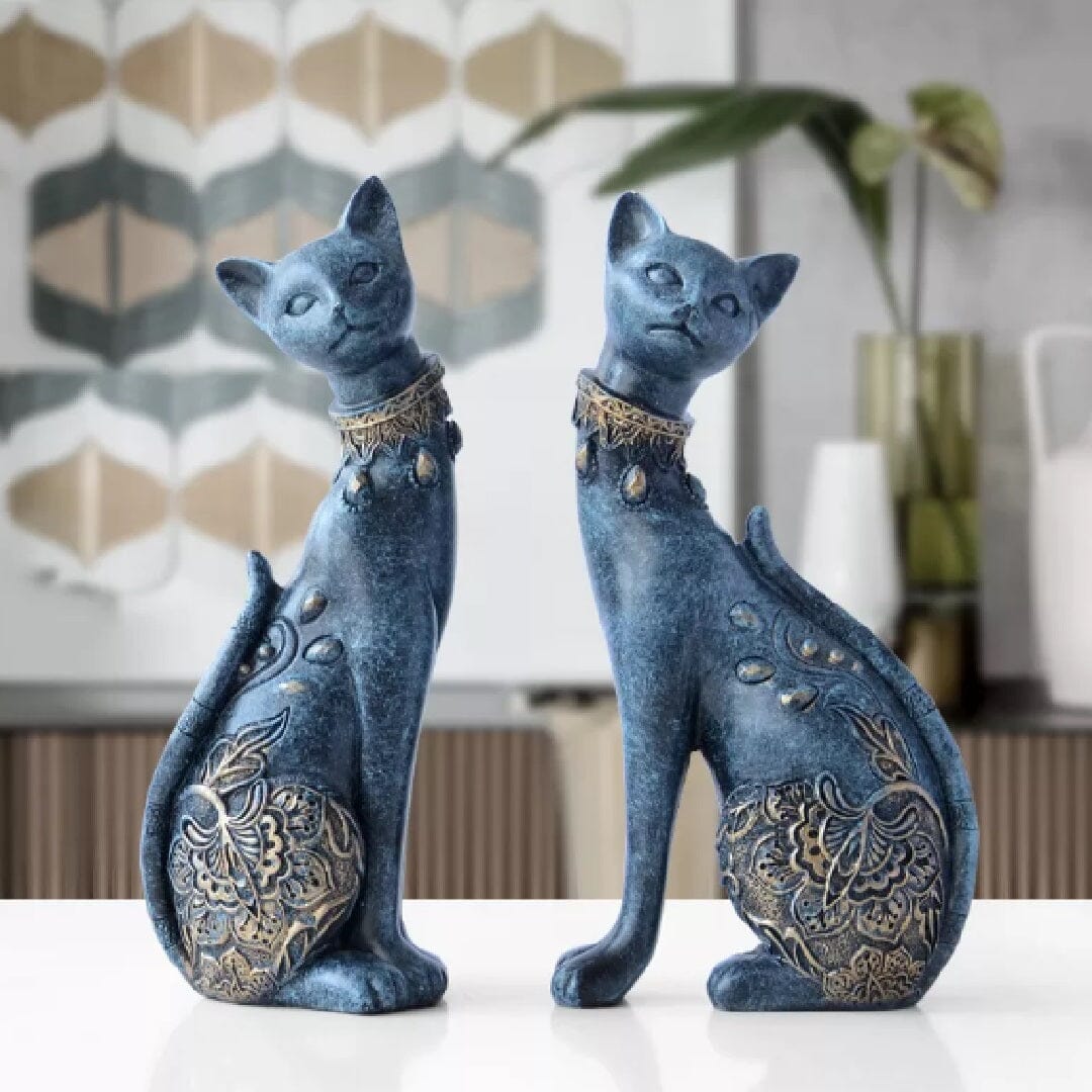 Escultura Felinos Egípcios em Resina YuDome 