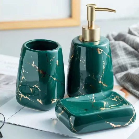 Kit de Lavabo Marbled (03 Peças) YuDome Verde 