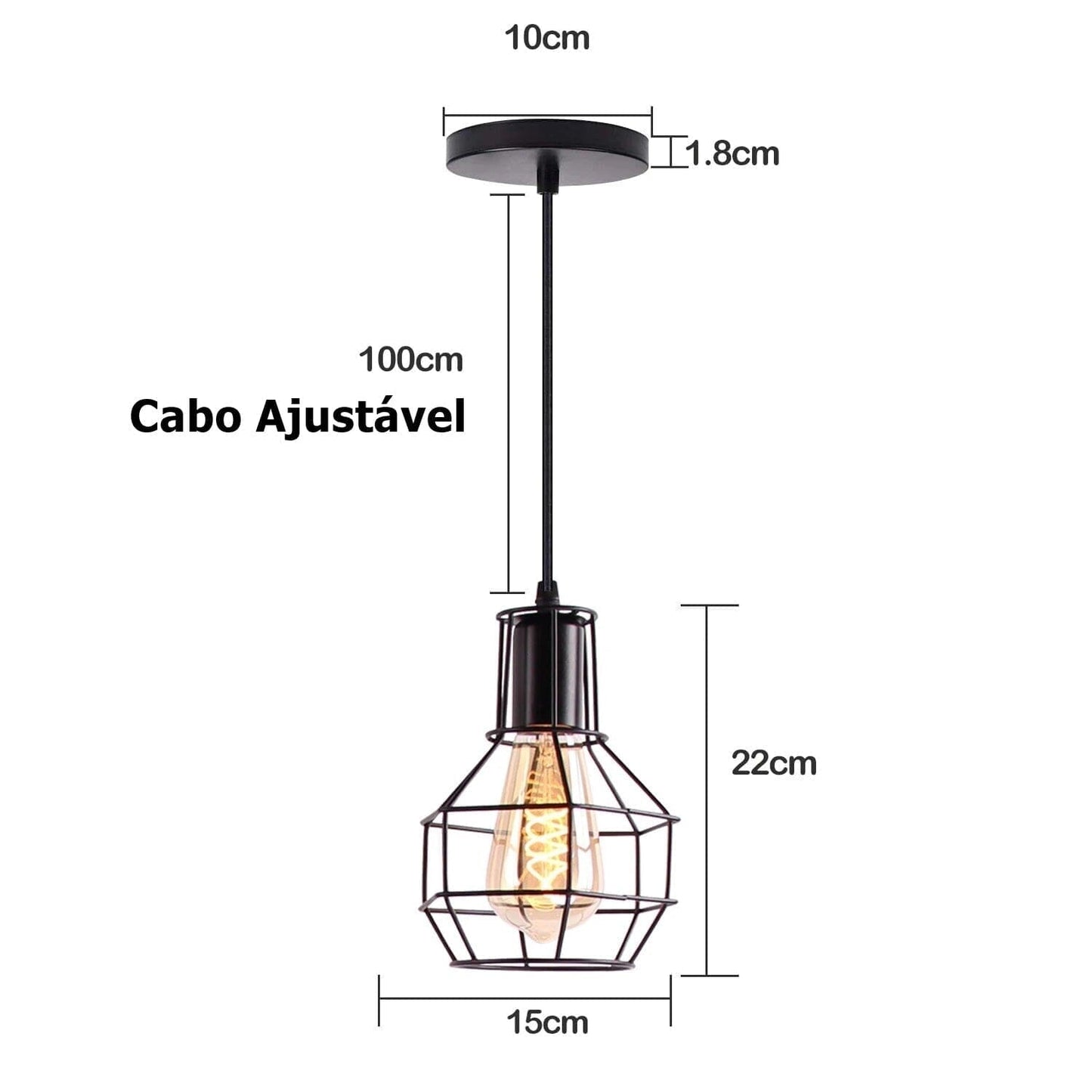 Kit Pendentes Retrô (Modelos variados) para Copa Balcão Cozinha Pendente - 0002 YuDome Gaiola 