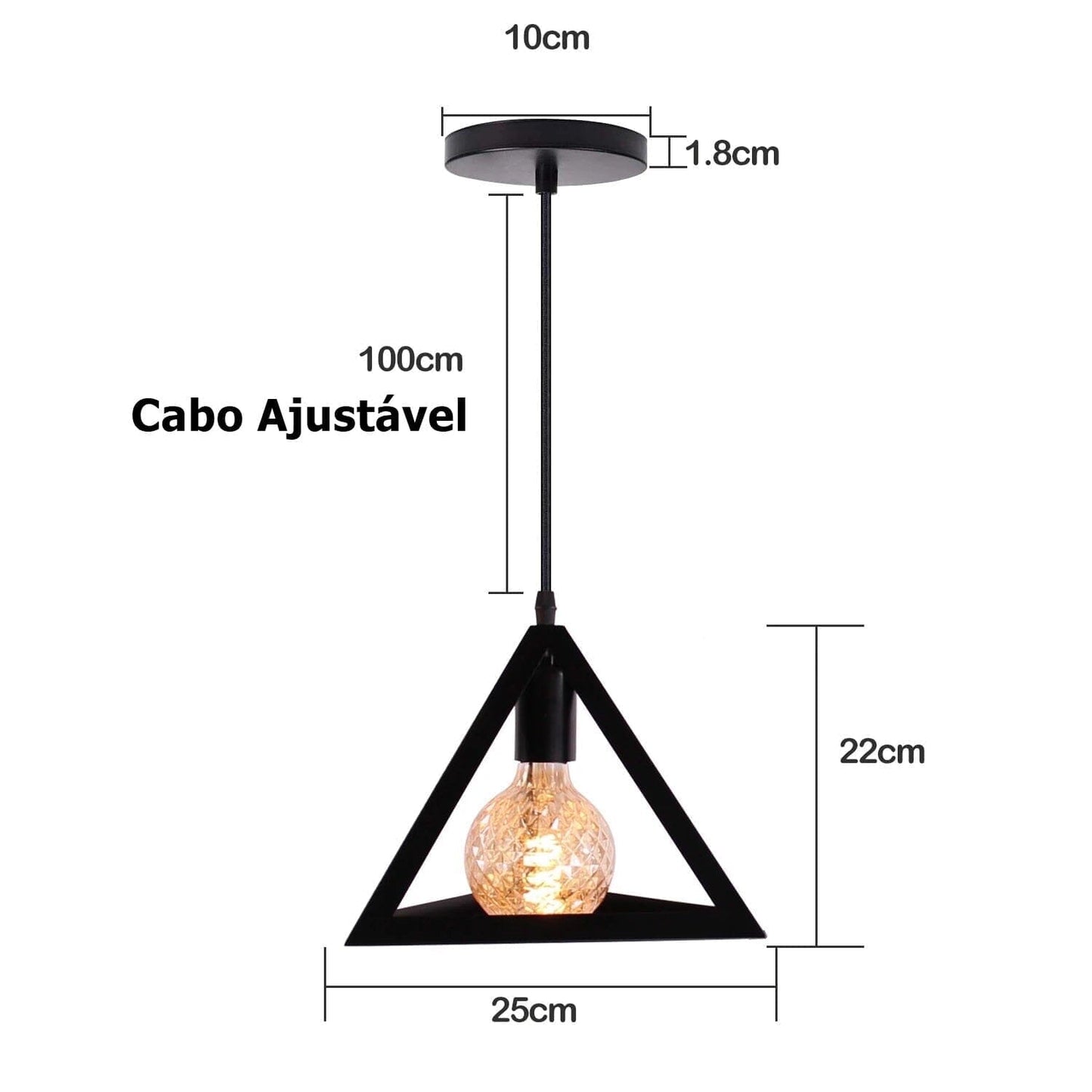 Kit Pendentes Retrô (Modelos variados) para Copa Balcão Cozinha Pendente - 0002 YuDome Triangular 