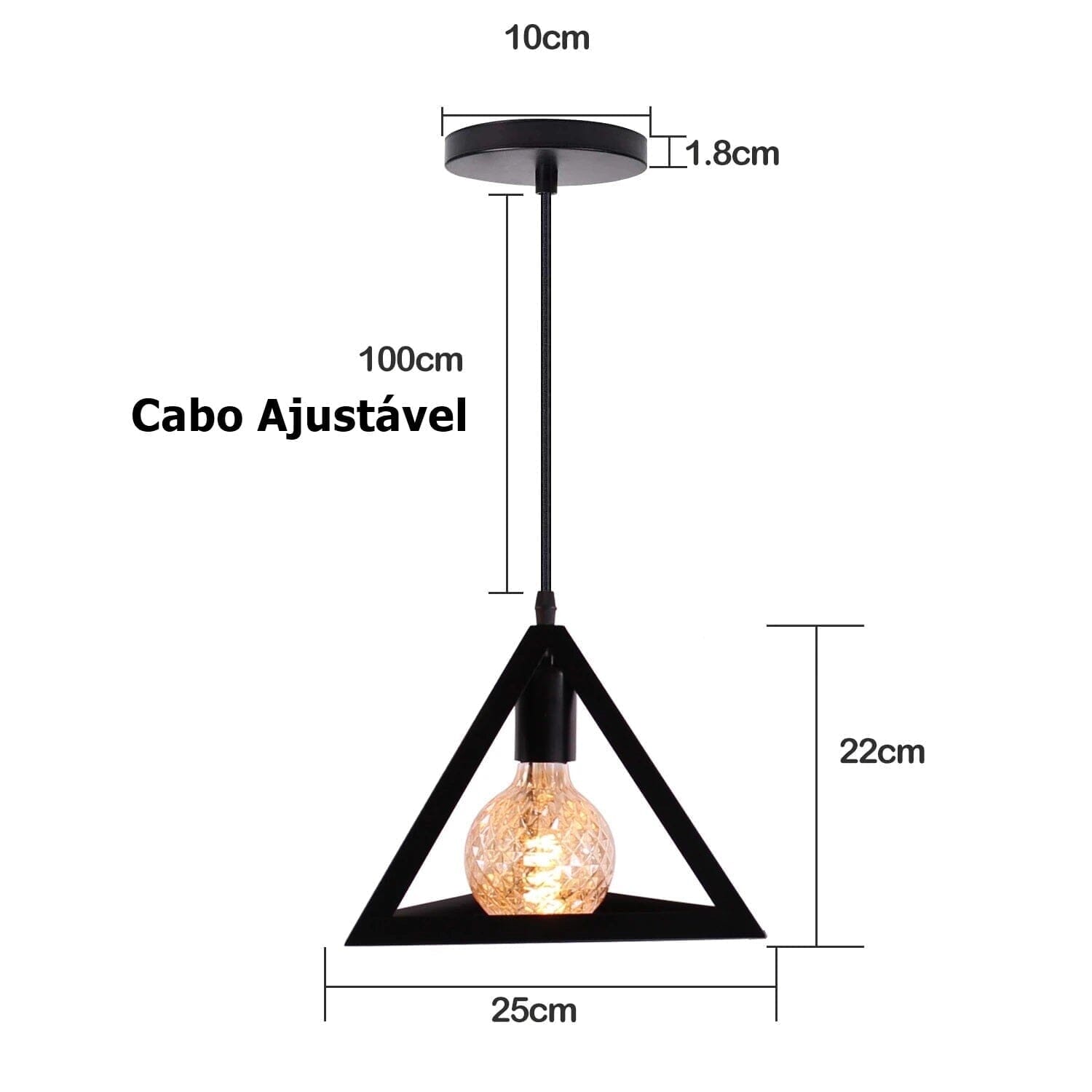 Kit Pendentes Retrô (Modelos variados) para Copa Balcão Cozinha Pendente - 0002 YuDome Triangular 