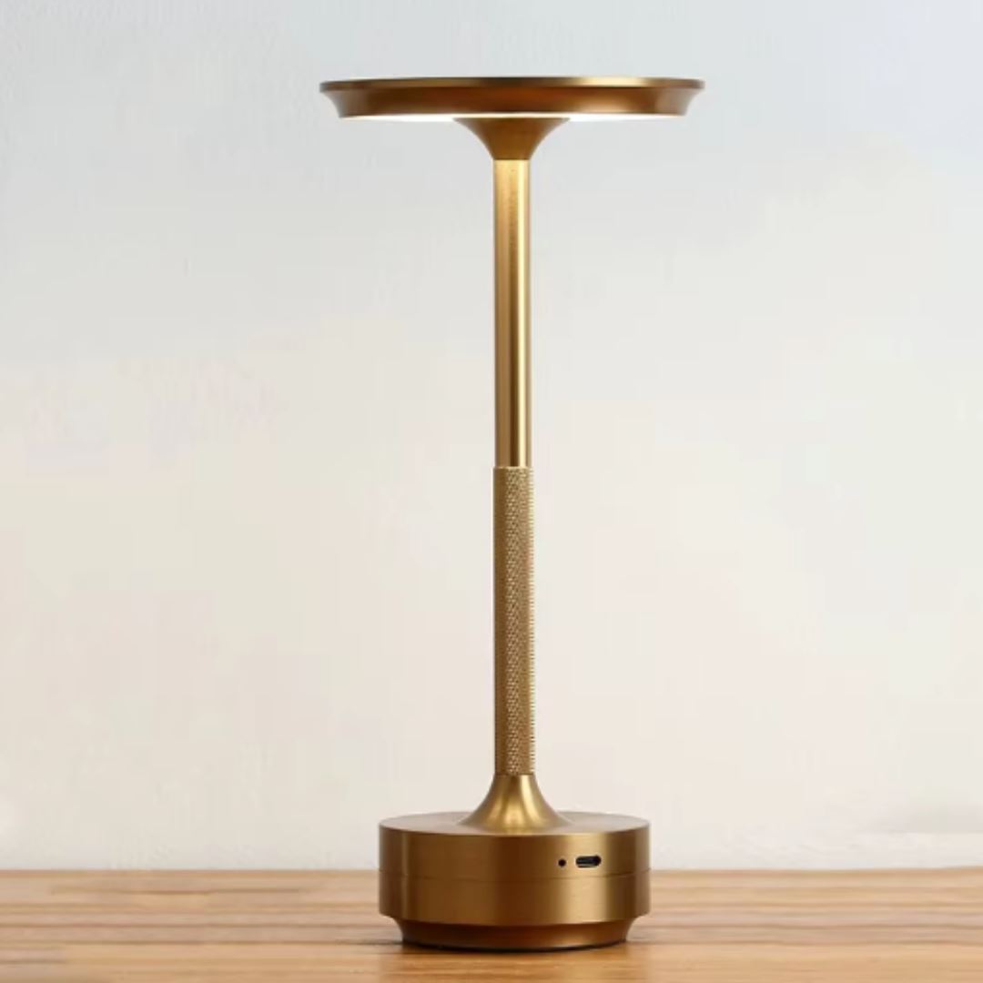 Luminária Abajur de Mesa Candeeiro Touch Essenza USB e Recarregável YuDome Dourado 