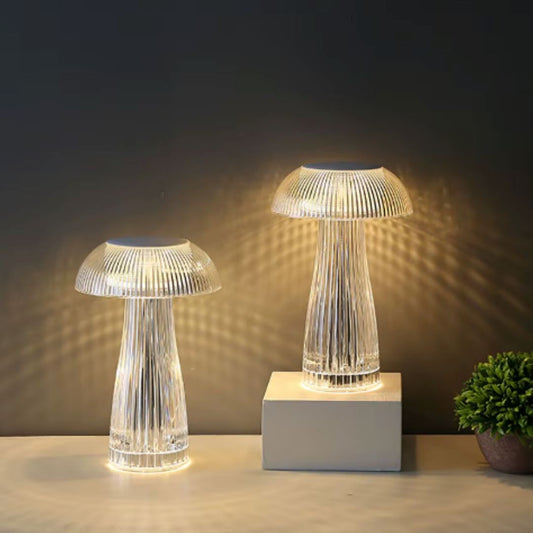 Luminária Abajur de Mesa Cogumelo em Cristal 26cm - Sem Fio e Recarregável YuDome 