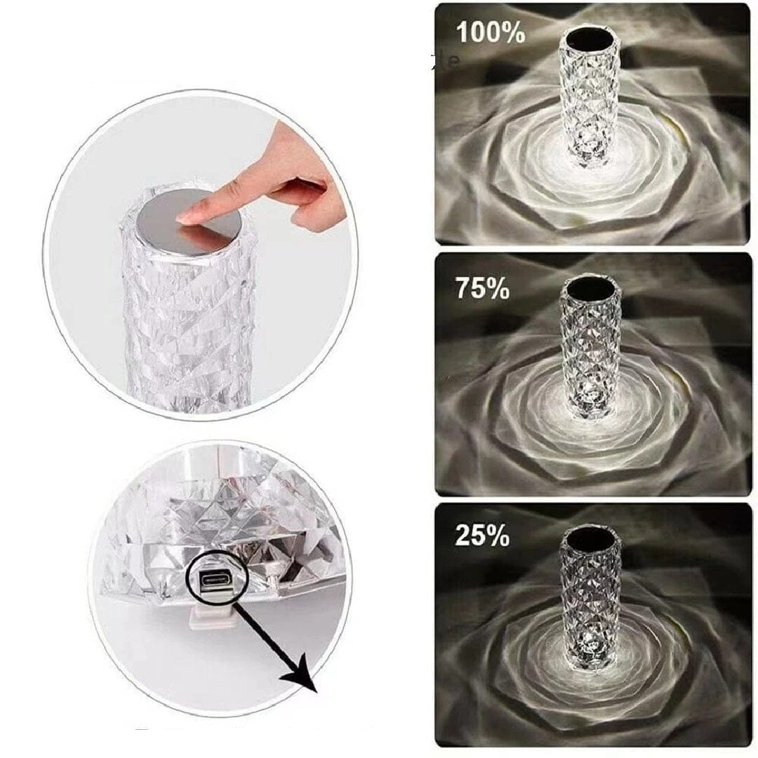 Luminária Abajur de Mesa CrystalGlow Touch Abajur - 0030 YuDome 