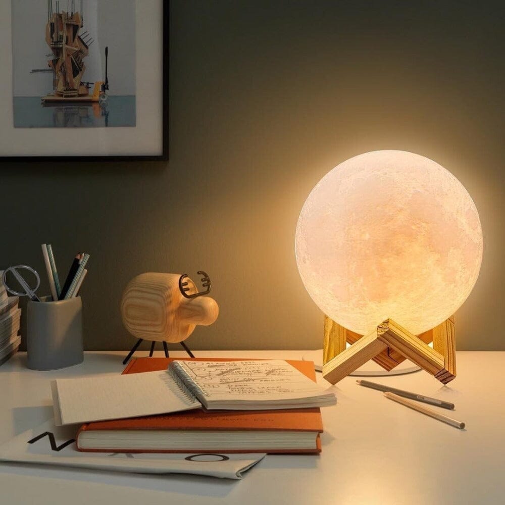 Luminária Abajur de Mesa Lunar 3D USB em LED Abajur - 0004 YuDome 10cm 