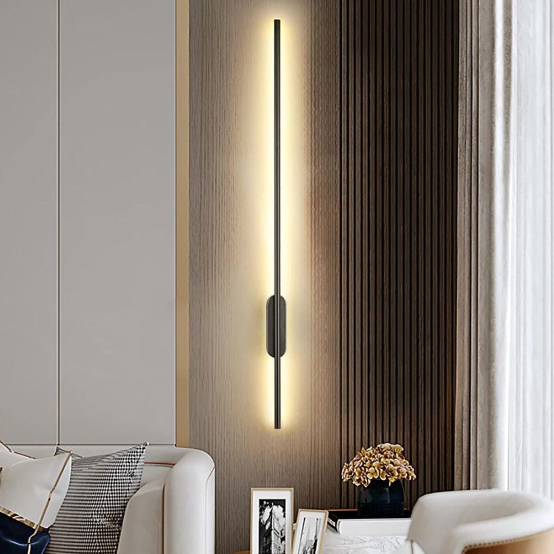 Luminária Arandela de Parede Minimalista Slim em LED Arandela - 0014 YuDome Preto Quente 