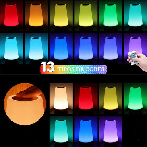 Luminária de Mesa ColorGlow Touch RGB USB - 13 cores e 5 intensidades Abajur - 0008 YuDome 
