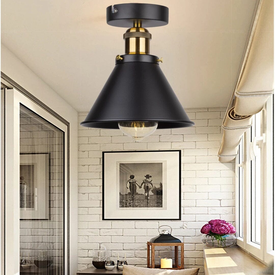 Lustre Luminária de Teto Vintage Retrô para Cozinha Lustre - 0002 YuDome Preto 