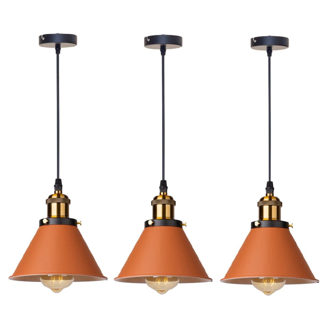 Lustre Luminária Pendente Loft Vintage Laranja Pendente - 0022 YuDome 03 Unidades 