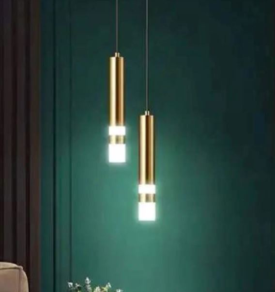 Lustre Pendente Cilindric Duplo em LED Pendente - 0004 YuDome Dourado Quente 