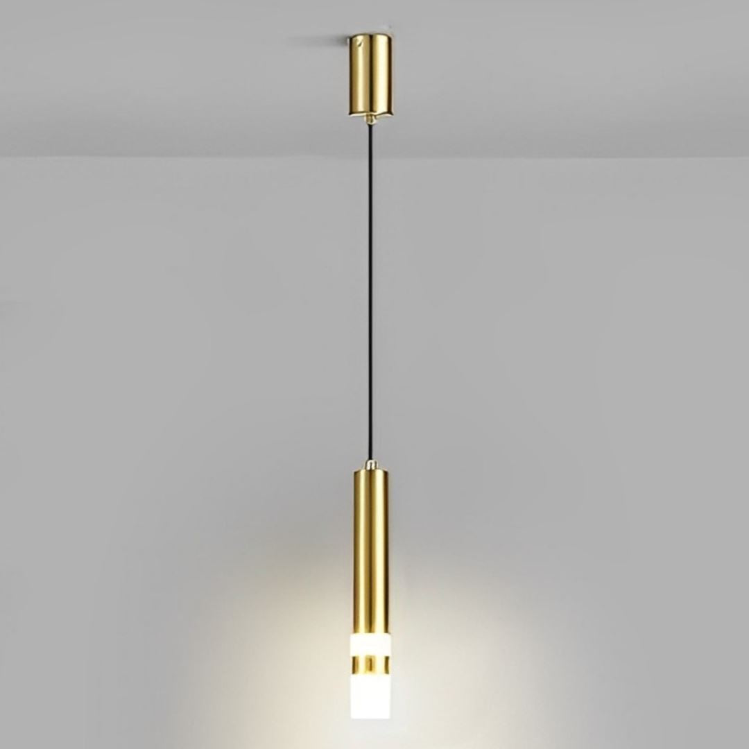 Lustre Pendente Cilindric em Led Pendente - 0005 YuDome Dourado Quente 