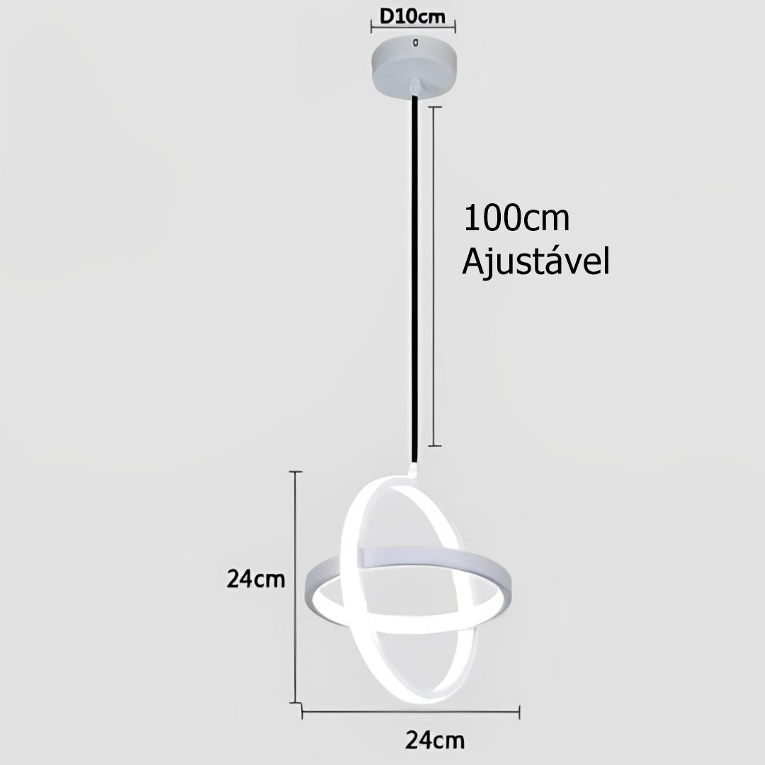 Lustre Pendente Circular Duplo em LED Pendente - 0013 YuDome 