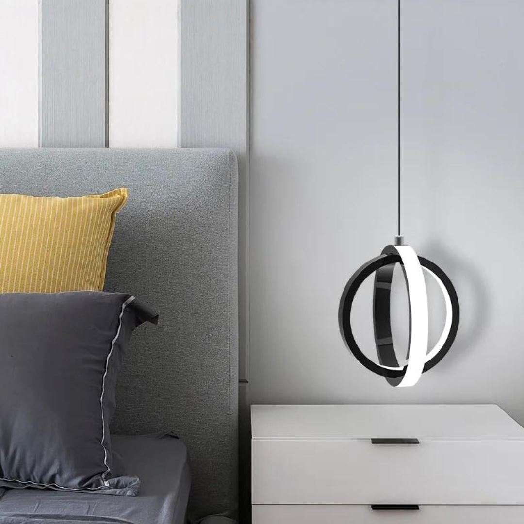 Lustre Pendente Circular Duplo em LED Pendente - 0013 YuDome Preto 