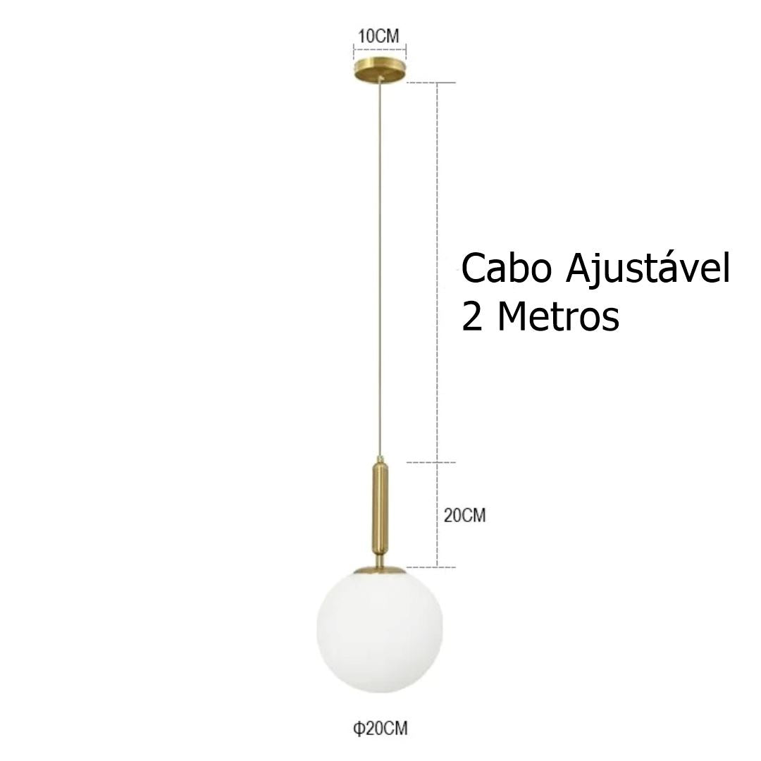 Lustre Pendente Orbed Boll LED Para Sala Quarto Pendente - 0020 YuDome 