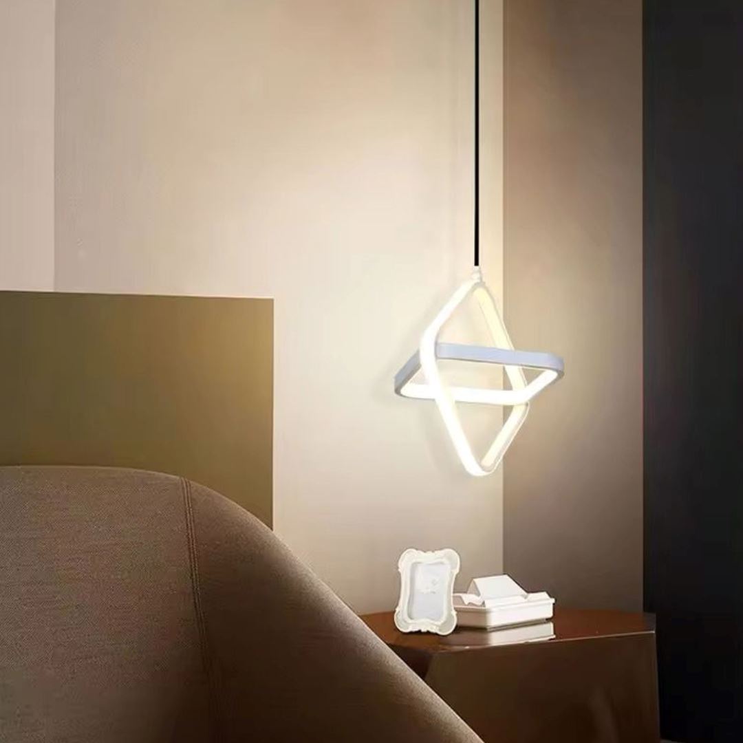 Lustre Pendente Quadrado Duplo em LED Pendente - 0014 YuDome Branco 