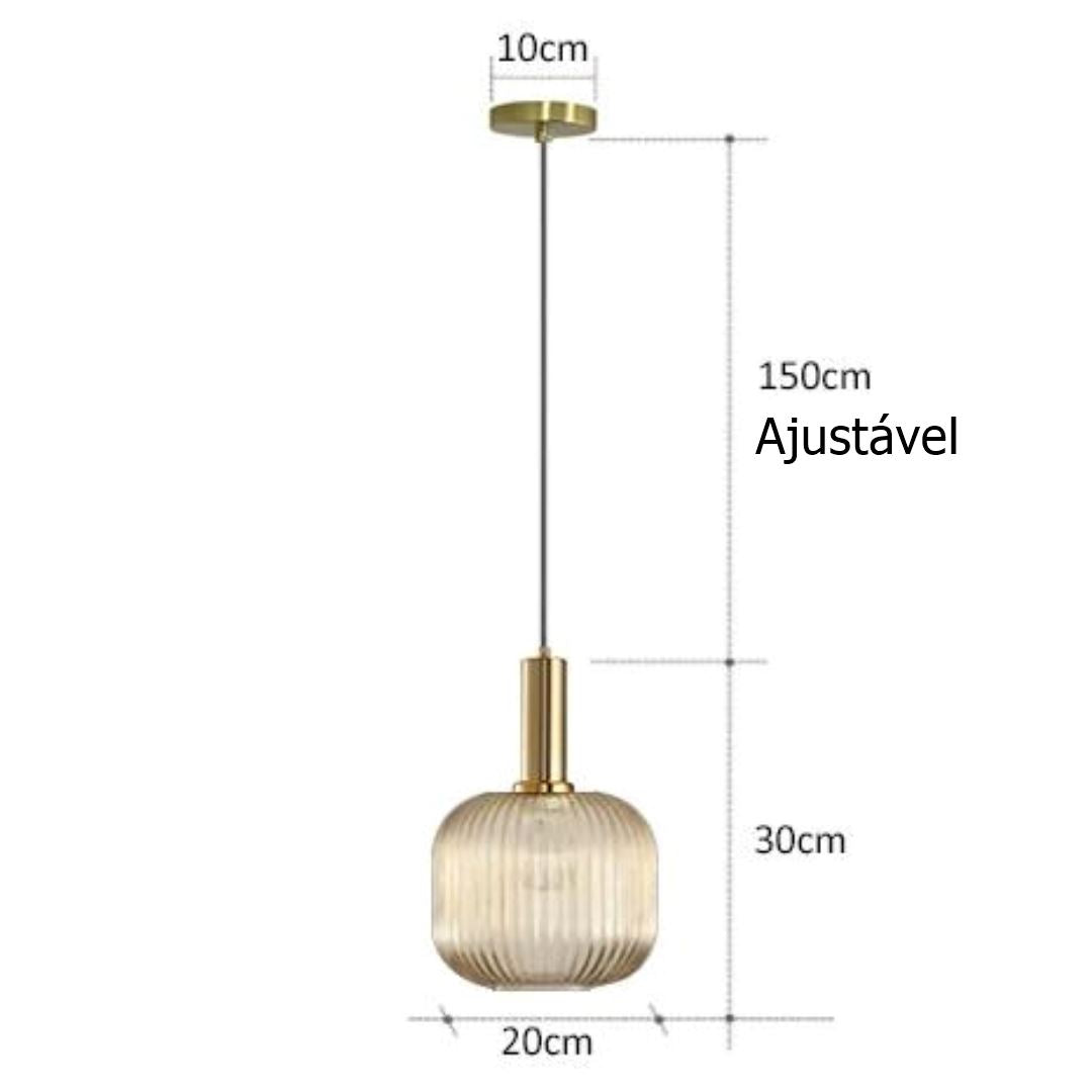 Lustre Pendente Retrô Glass Âmbar 20cm YuDome 