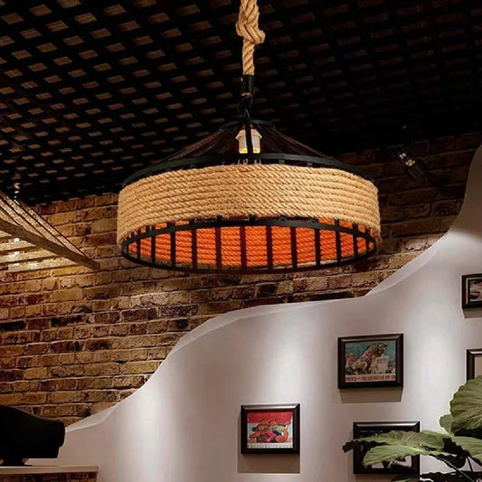 Lustre Pendente Rústico Nordic Rope Vintage YuDome 